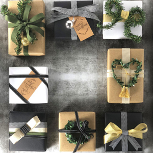 Accessories on wrapped presents