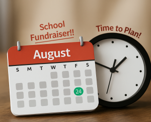 School fundraiser calendar featuring events and dates to support student activities and programs throughout the year.