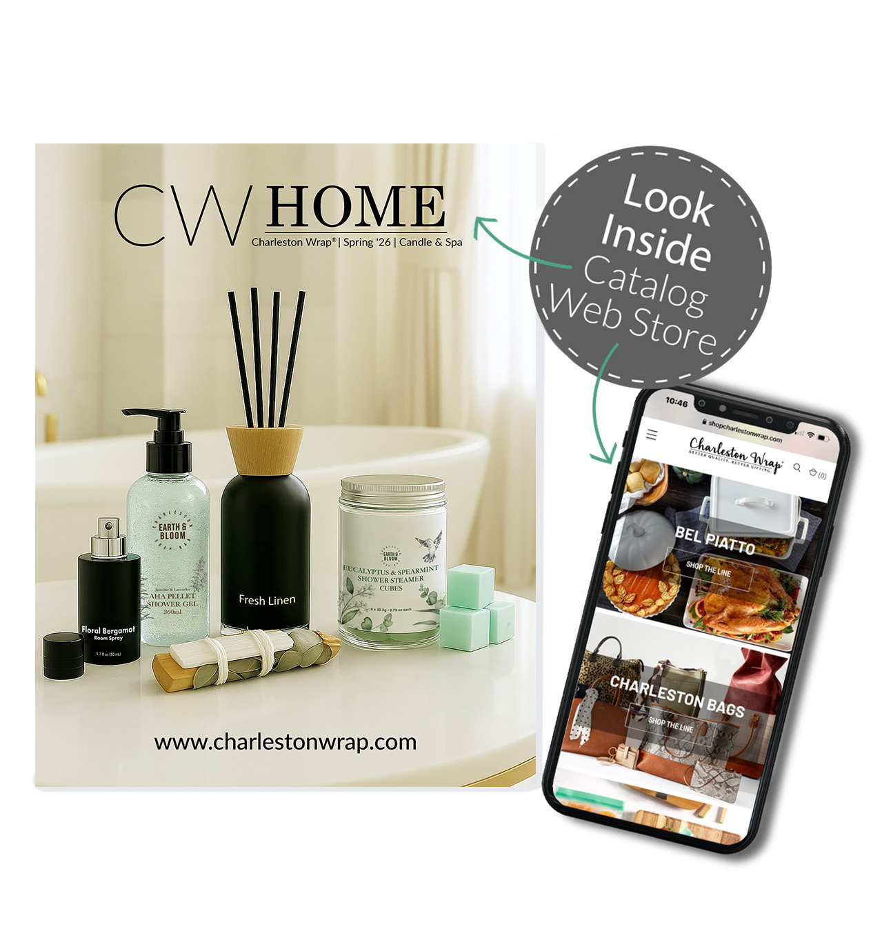 Candle & Spa catalog cover with phone preview